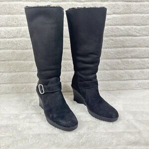 UGG Seline Black Wedge Tall Boots Size 5